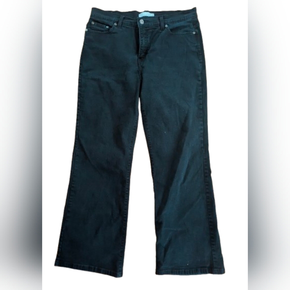 Levi's Black Wash Perfectly Slimming 512 High Rise Bootcut Jeans Size 16 Petite - Picture 1 of 5